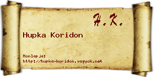 Hupka Koridon névjegykártya